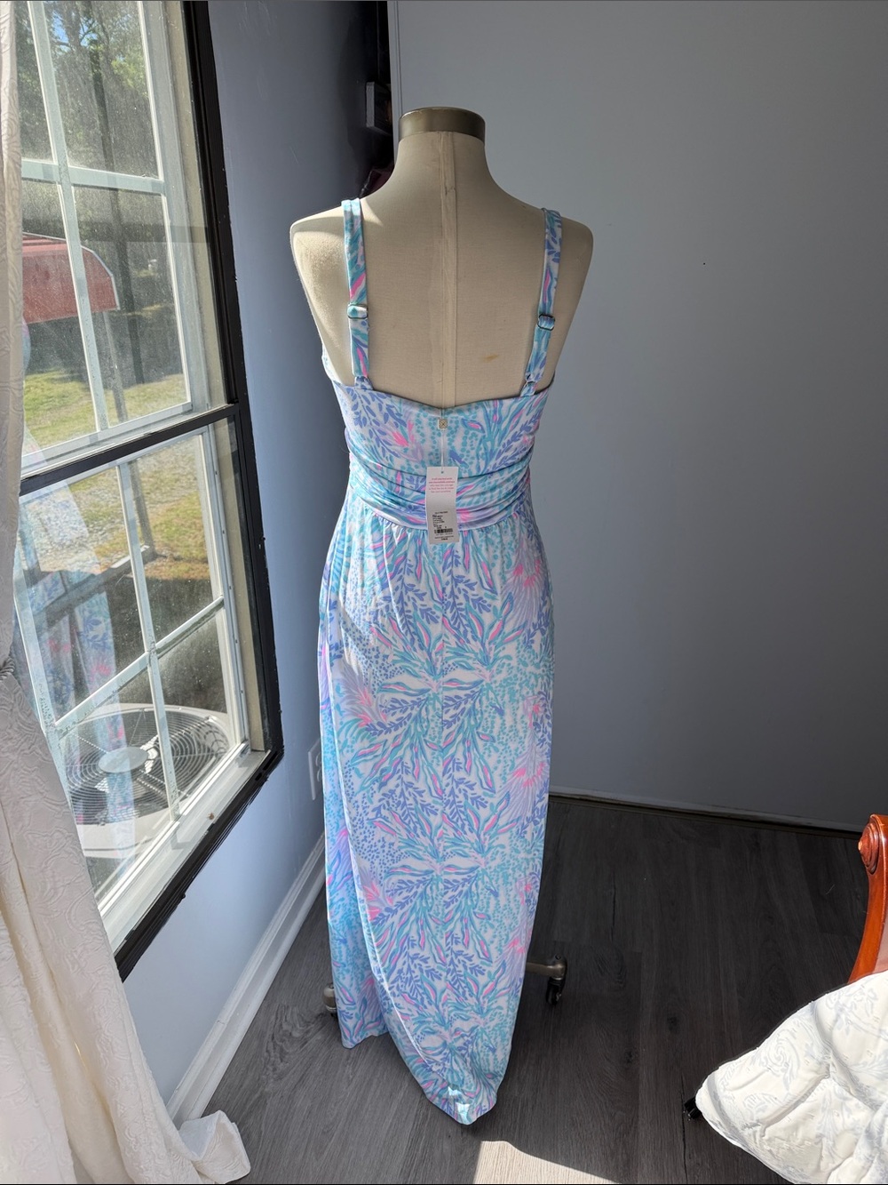 Lilly Pulitzer Blake Via adel Mar Maxi Dress with Pink Accents size 8 - Picture 4 of 9